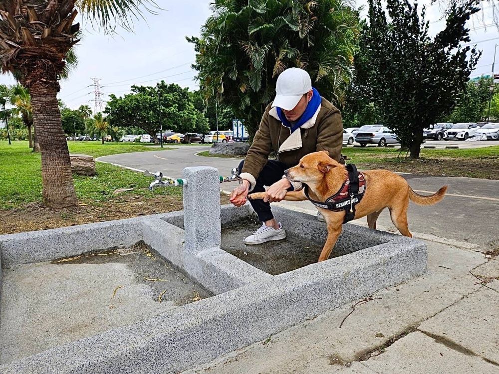 《圖說》綠寶石寵物公園113年增加洗腳區+提供毛孩更優質的使用條件。〈高灘處提供〉